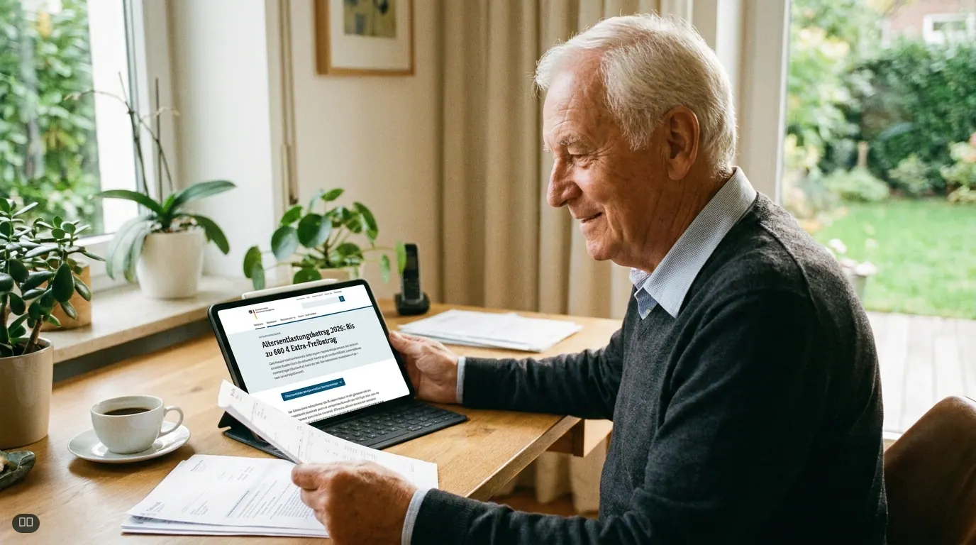 Symbolbild zu „Altersentlastungsbetrag 2026: So sichern Sie sich bis zu 600 Euro Extra-Freibetr" — KI-generiert.
