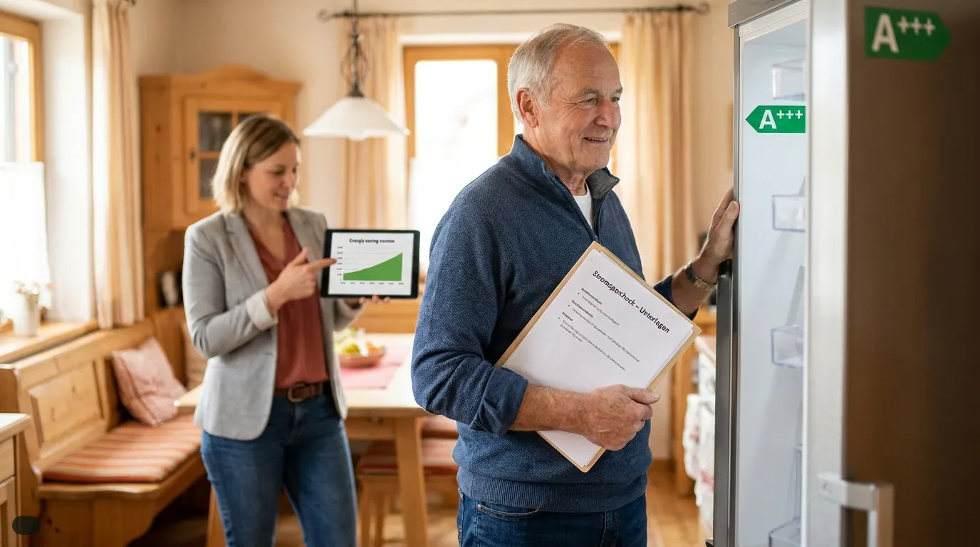 Symbolbild zu „Stromsparcheck für Rentner: So erhalten Sie Zuschüsse für neue Elektrogeräte" — KI-generiert.